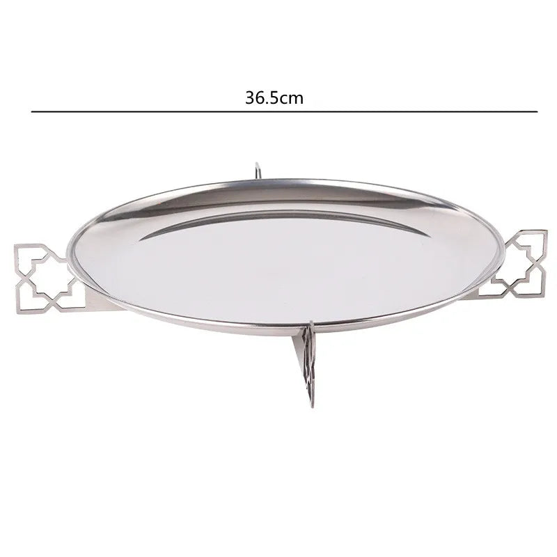 Luxury Mirror Stainless Steel Storage Tray, Circular Fruit Tray, Irregular Wrinkled Art Decoration Tray, Scandinavian Style